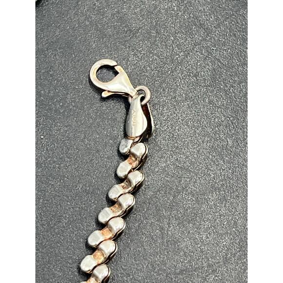 QG Signed Sterling silver Vintage Macaroni Italian Ribbed Link Bracelet Sz 7.5 - Picture 8 of 9